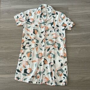 Linen Mini Botton Down Rachel Zoe Mongolia Print Summer Dress Size Medium